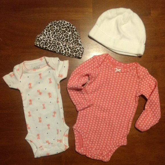 Carter's Other - Carter's Preemie Newborn Baby Girl Bodysuits Hats